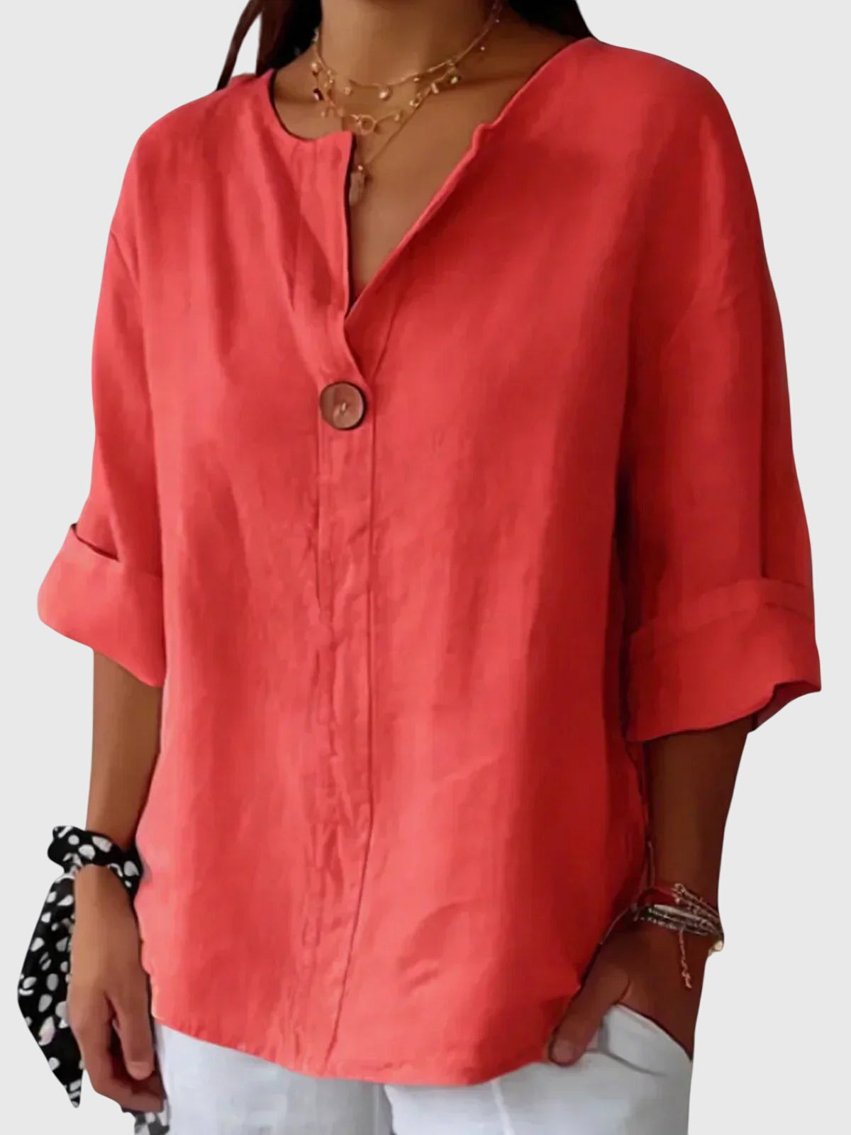 Elegant Ease Button Blouse