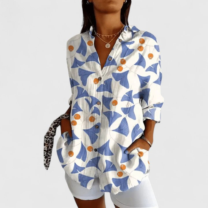 Floral Elegance Button-Up Blouse
