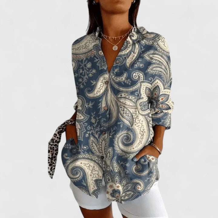 Floral Elegance Button-Up Blouse