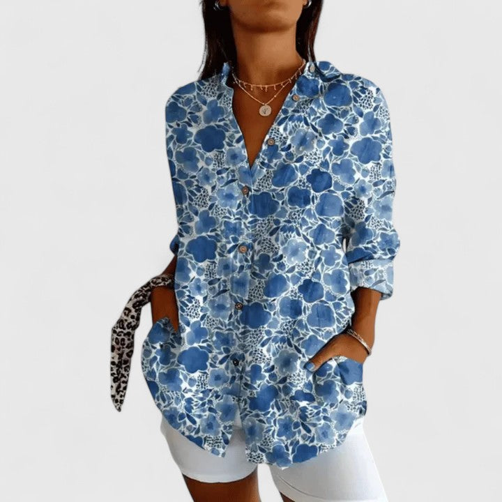 Floral Elegance Button-Up Blouse