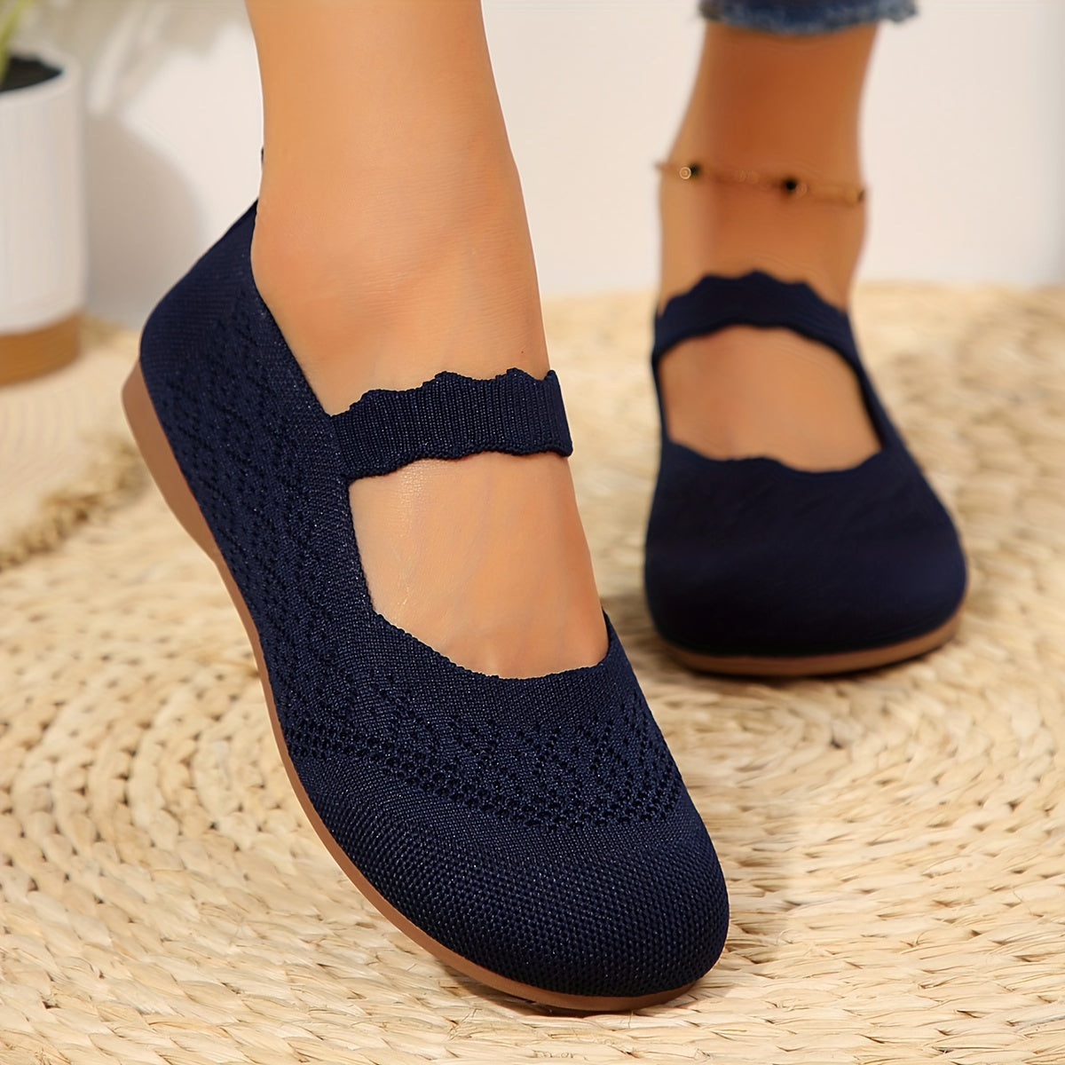 All-Season Knit Mary Jane Flats