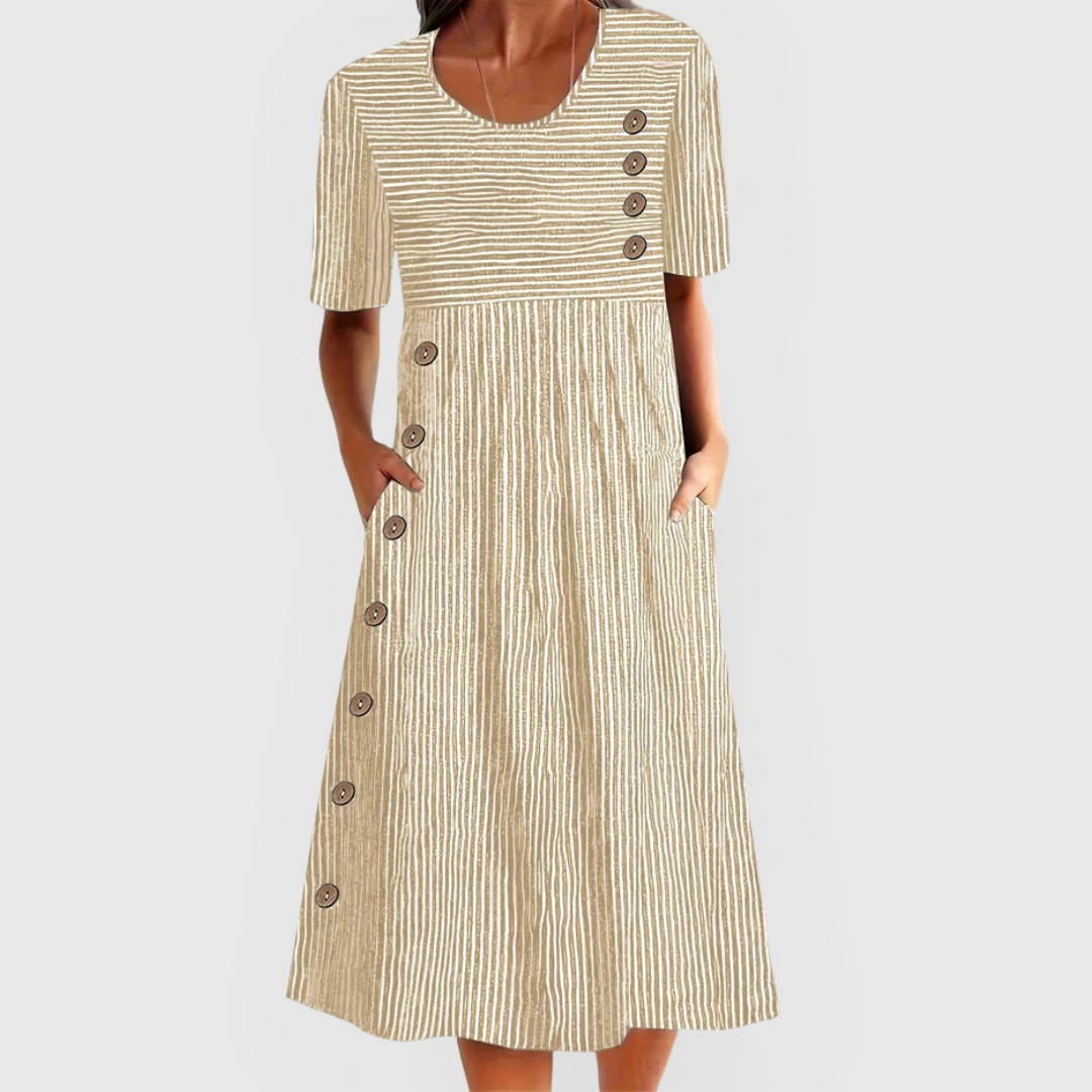 Striped Midi Button Dress