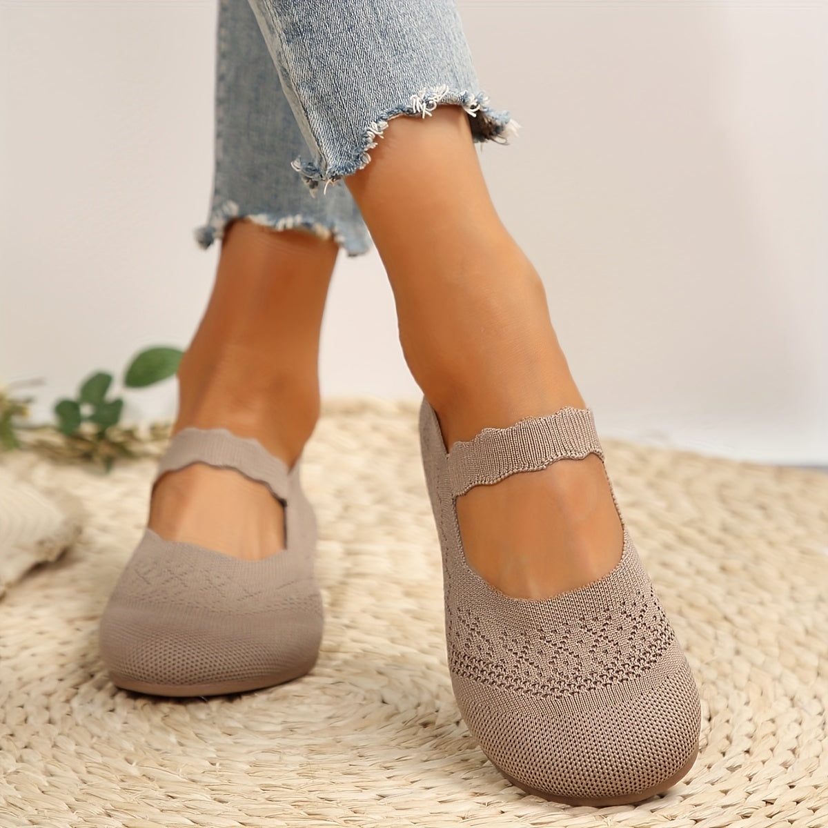 All-Season Knit Mary Jane Flats