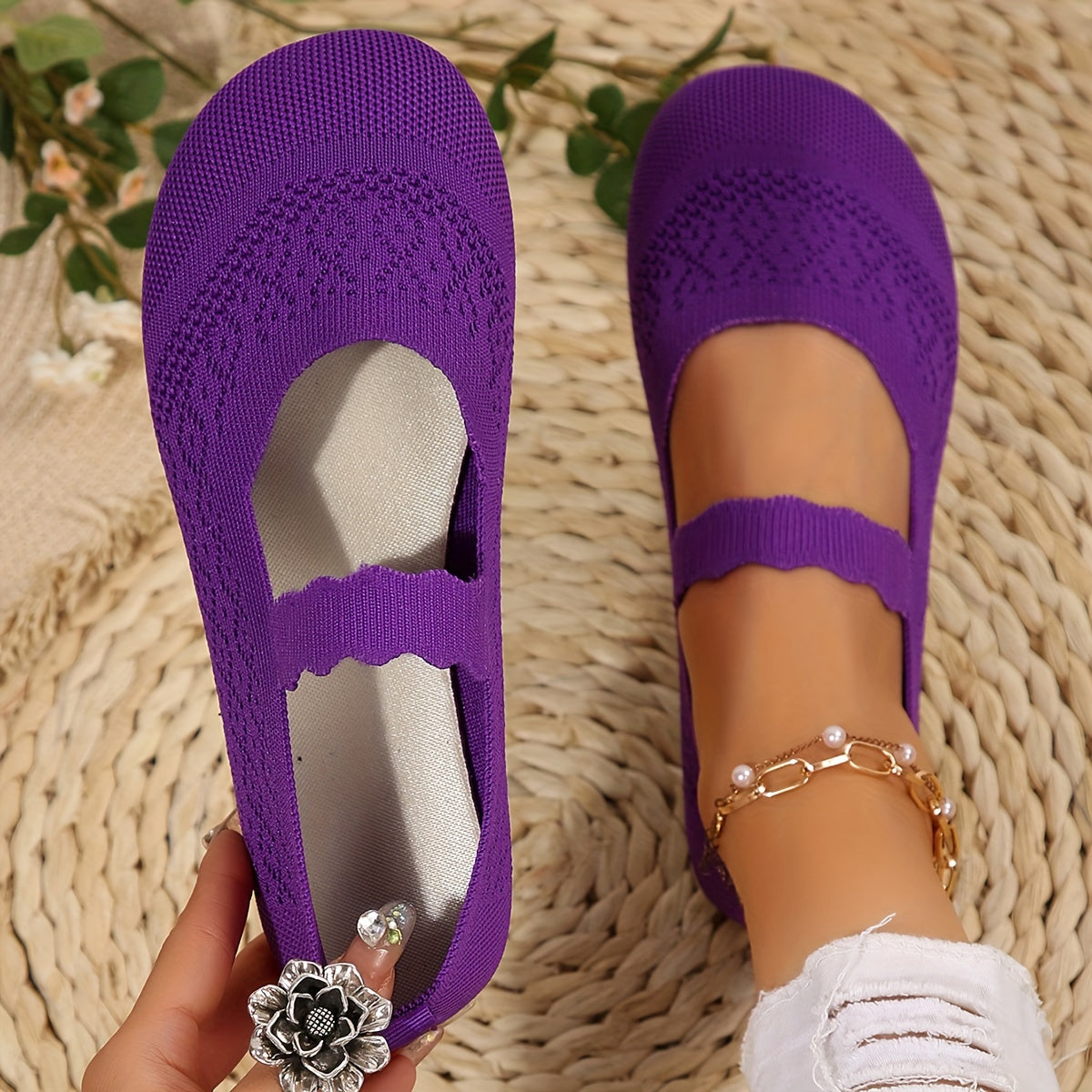 All-Season Knit Mary Jane Flats