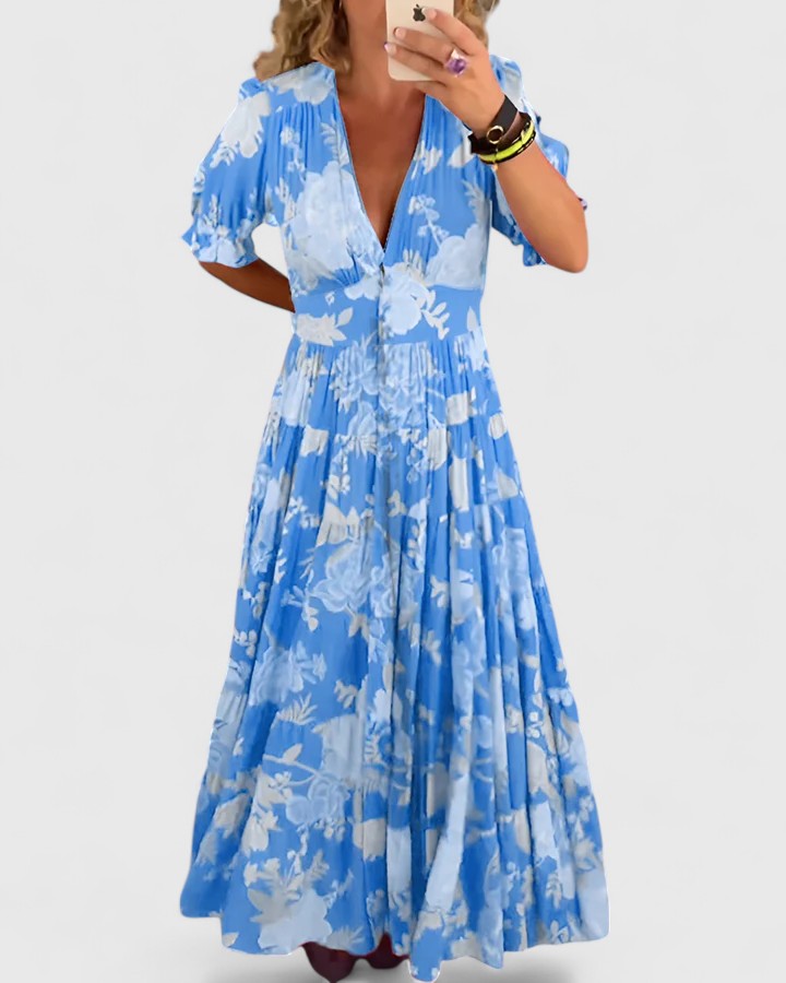 Floral V-neck Elegance Dress