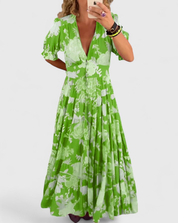 Floral V-neck Elegance Dress