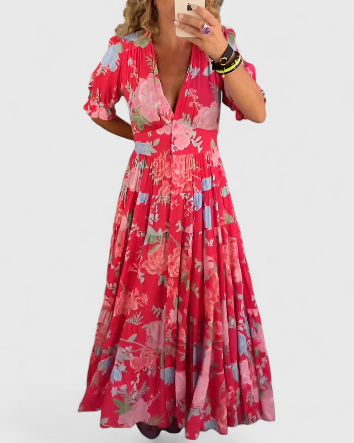 Floral V-neck Elegance Dress