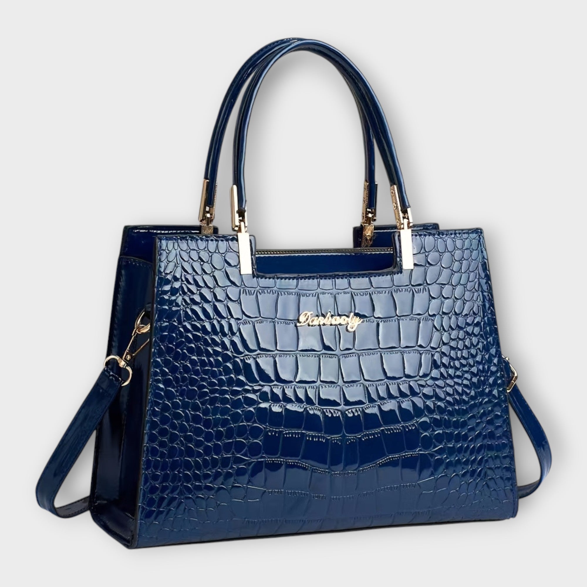 Crocodile Texture Glossy Handbag