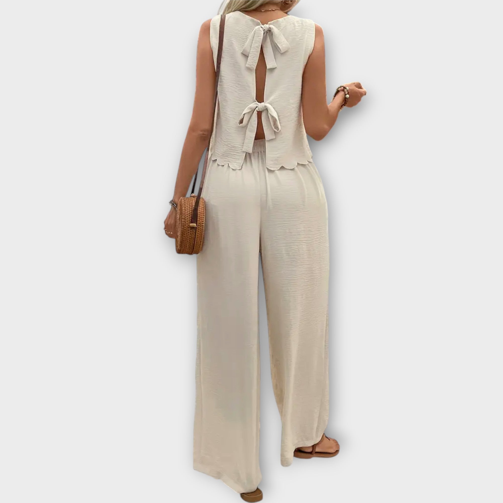 Vest with Petal Trim & Long Pants