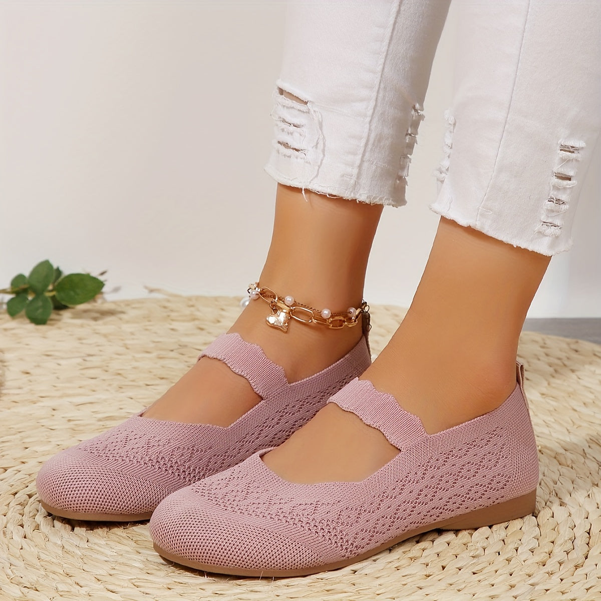 All-Season Knit Mary Jane Flats