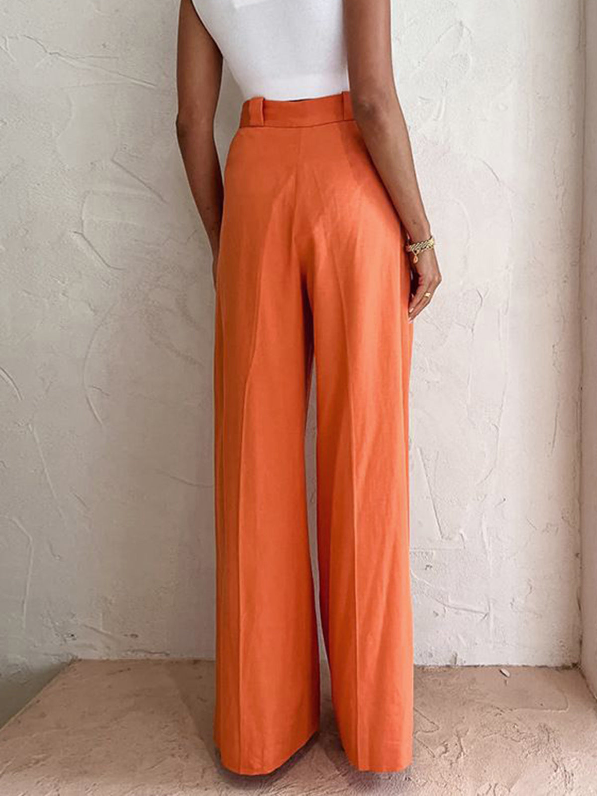 Vitamin C Linen Cotton Wide-Leg Trousers