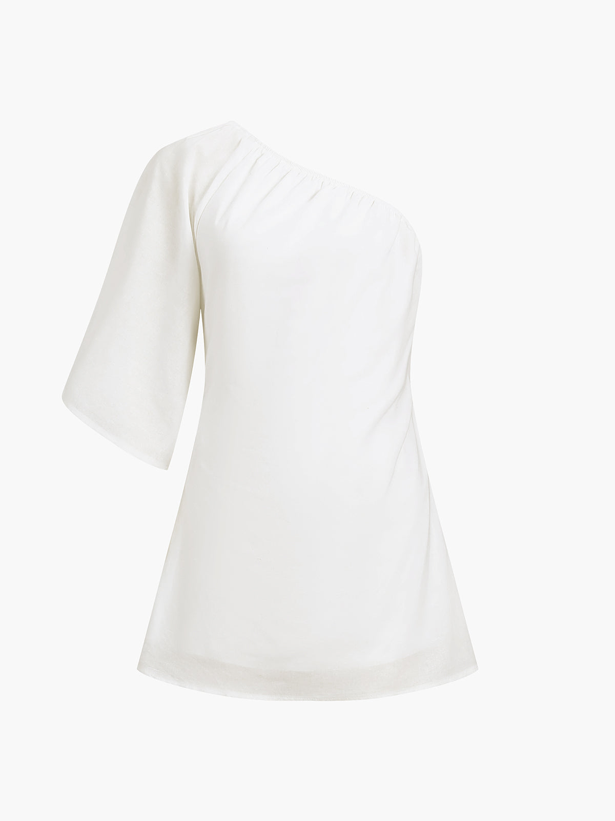 Aegean Cotton Linen One-Shoulder Short Dress