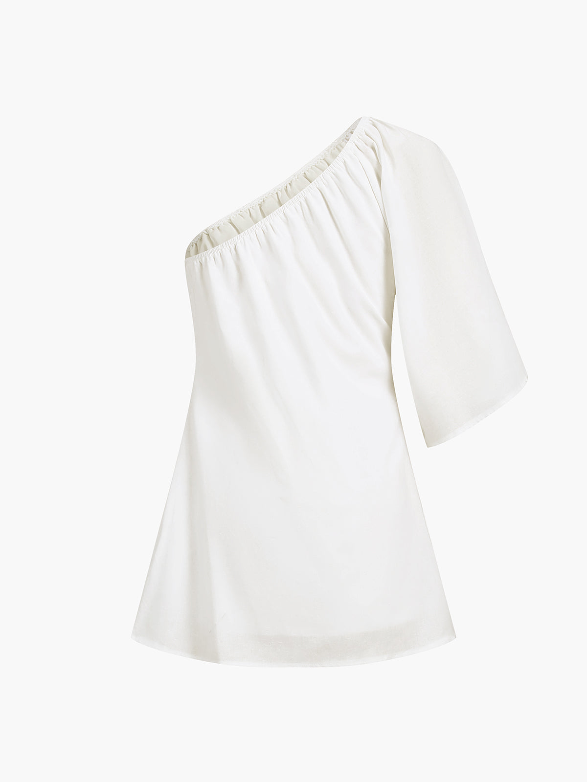 Aegean Cotton Linen One-Shoulder Short Dress