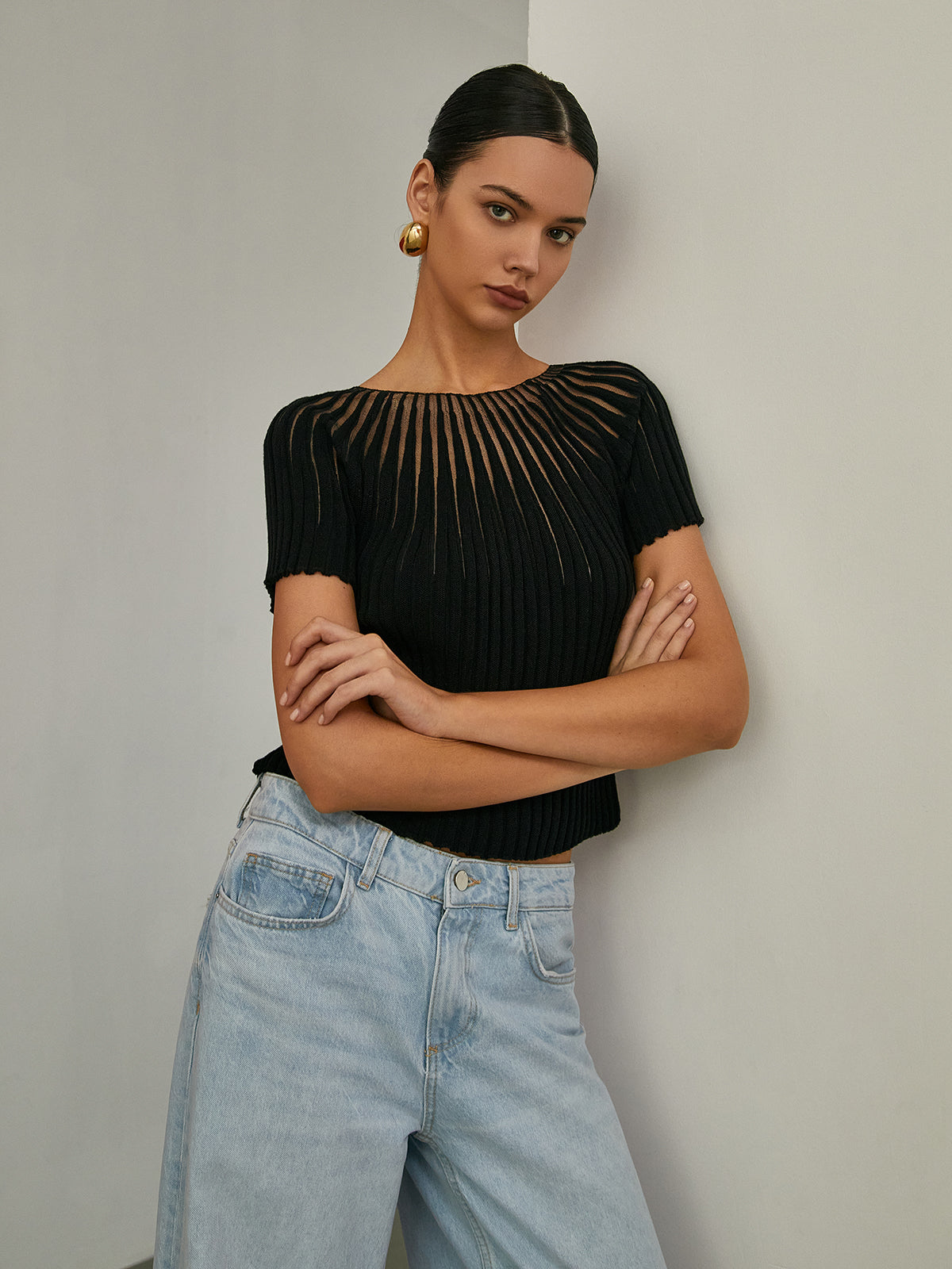 Basic Short Sleeve Knit Top