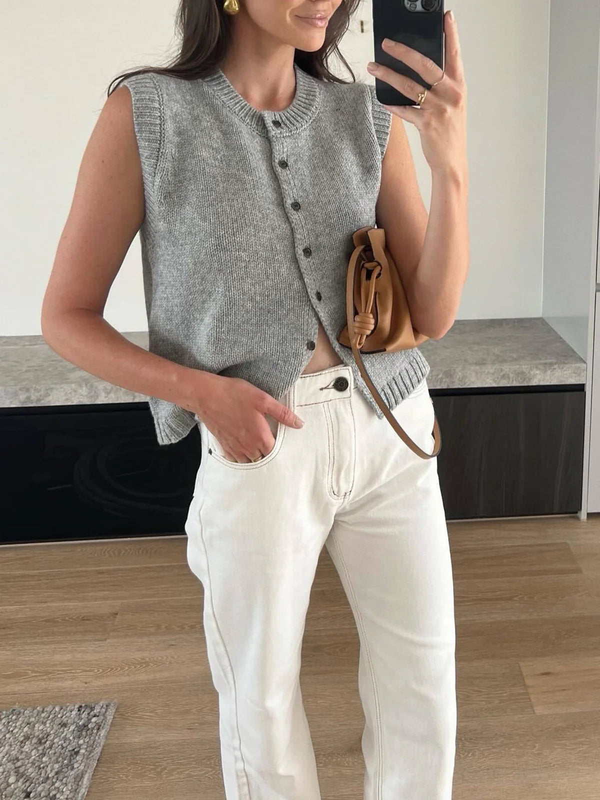 Casual Button-Up Sweater Vest