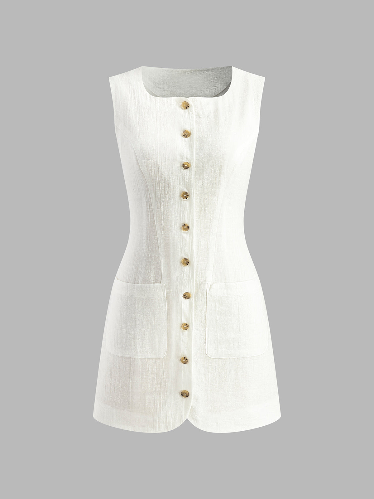 Cotton Button-Up Short Dress