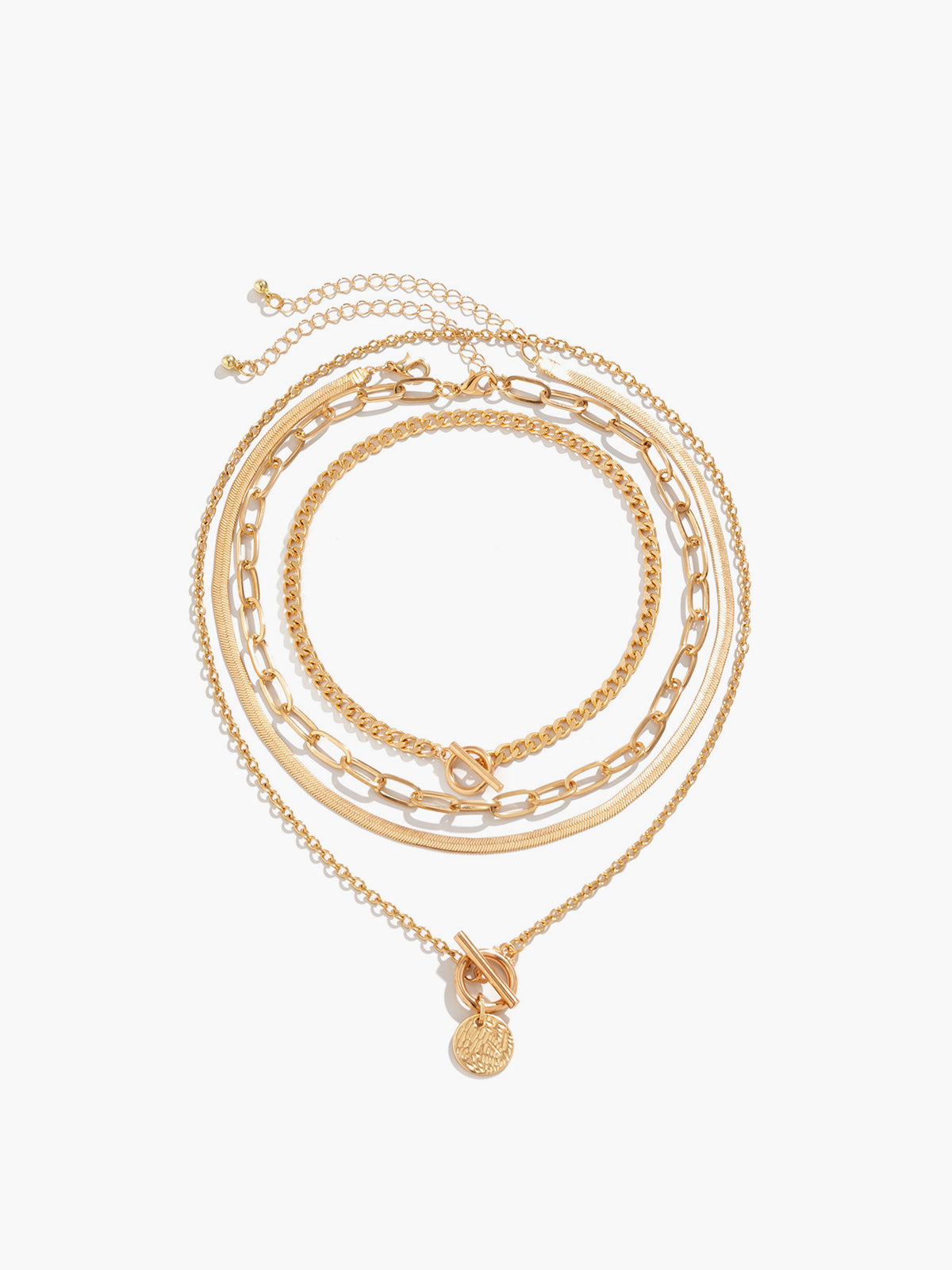 4-Piece Chunky Stacking Pendant Necklace