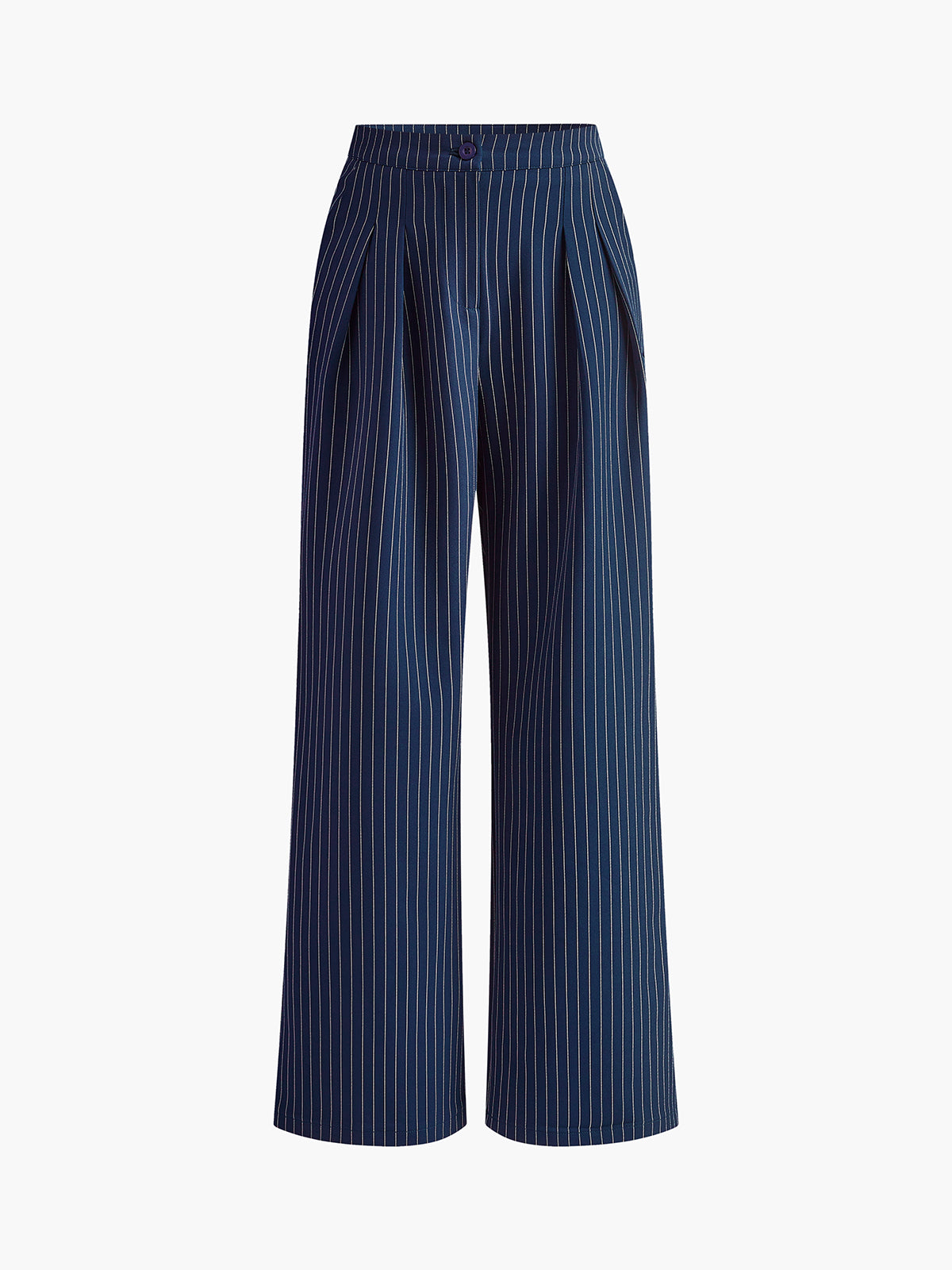 Pinstripe Pleated Wide-Leg Trousers