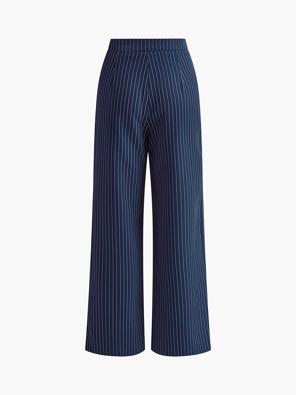 Pinstripe Pleated Wide-Leg Trousers