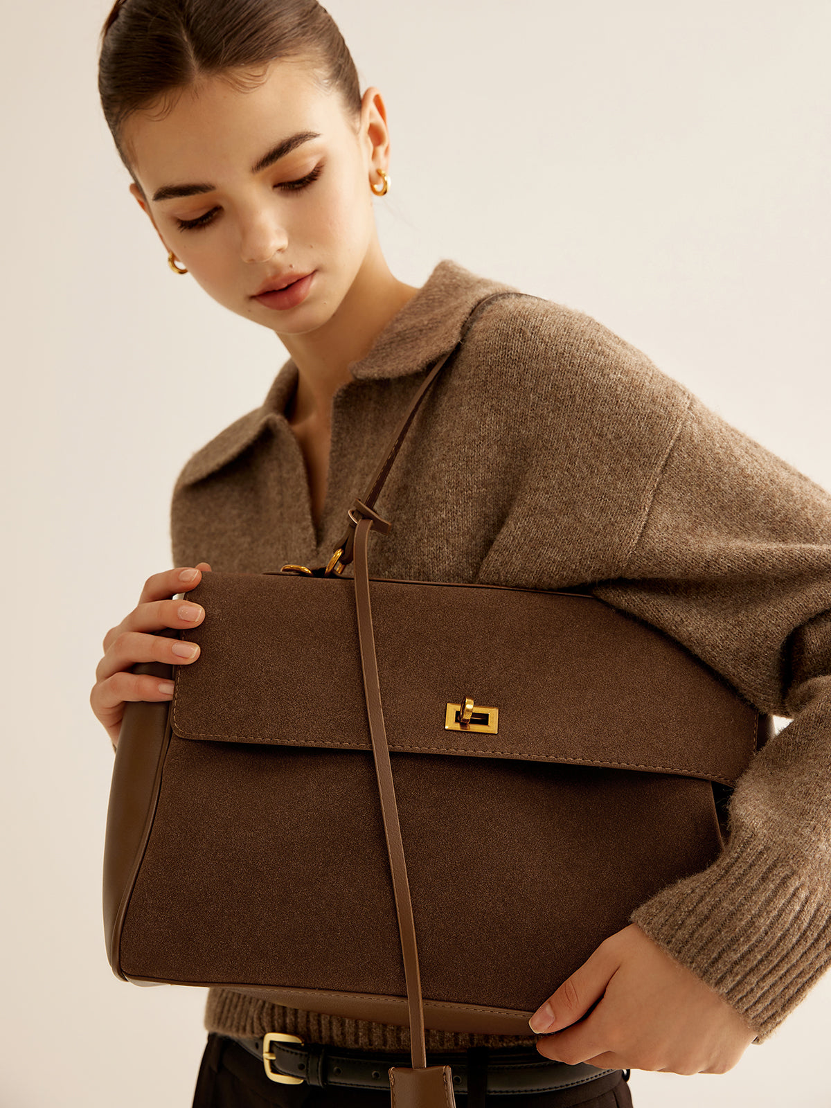 Spacious Flap Shoulder Bag