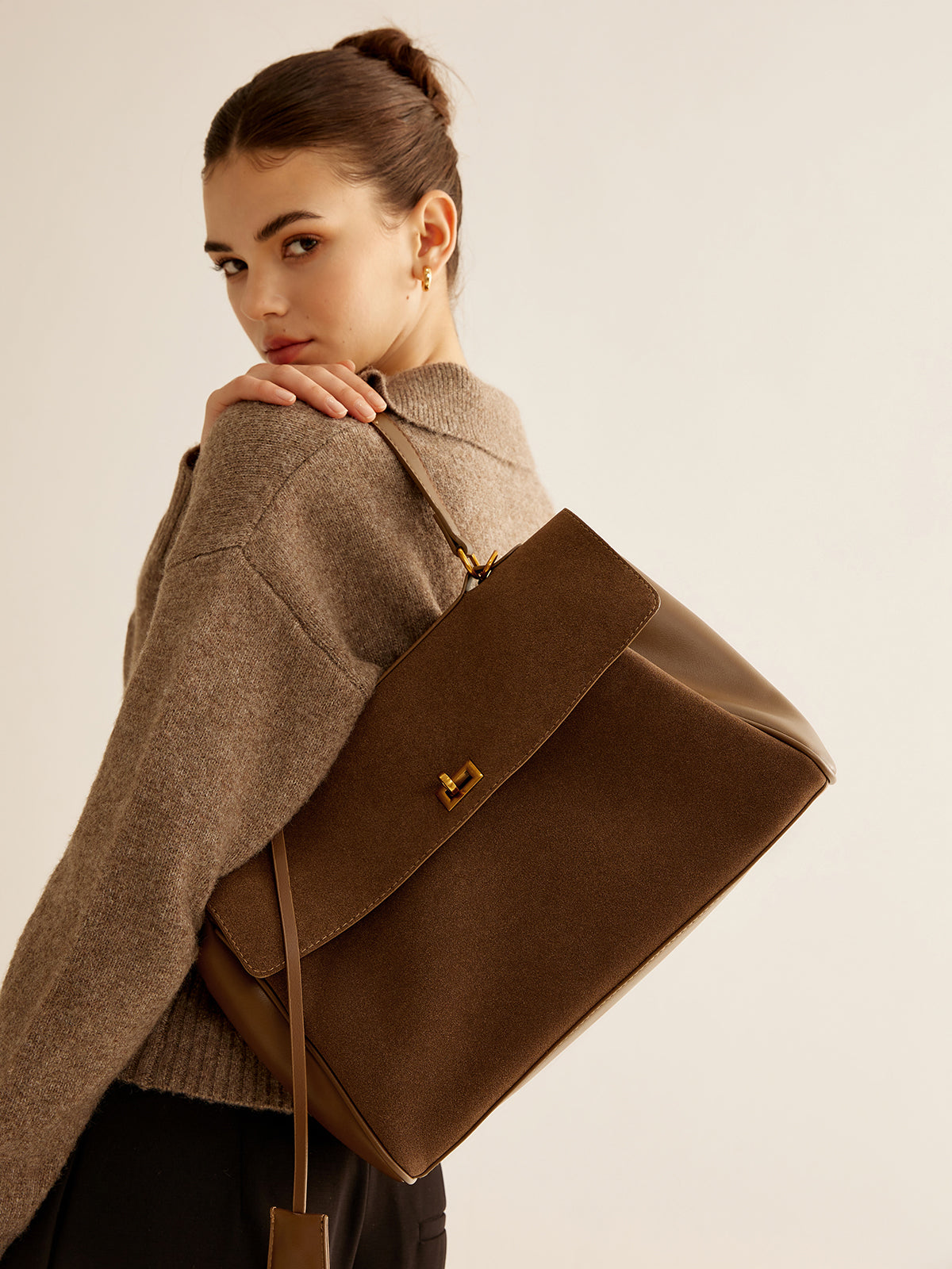 Spacious Flap Shoulder Bag
