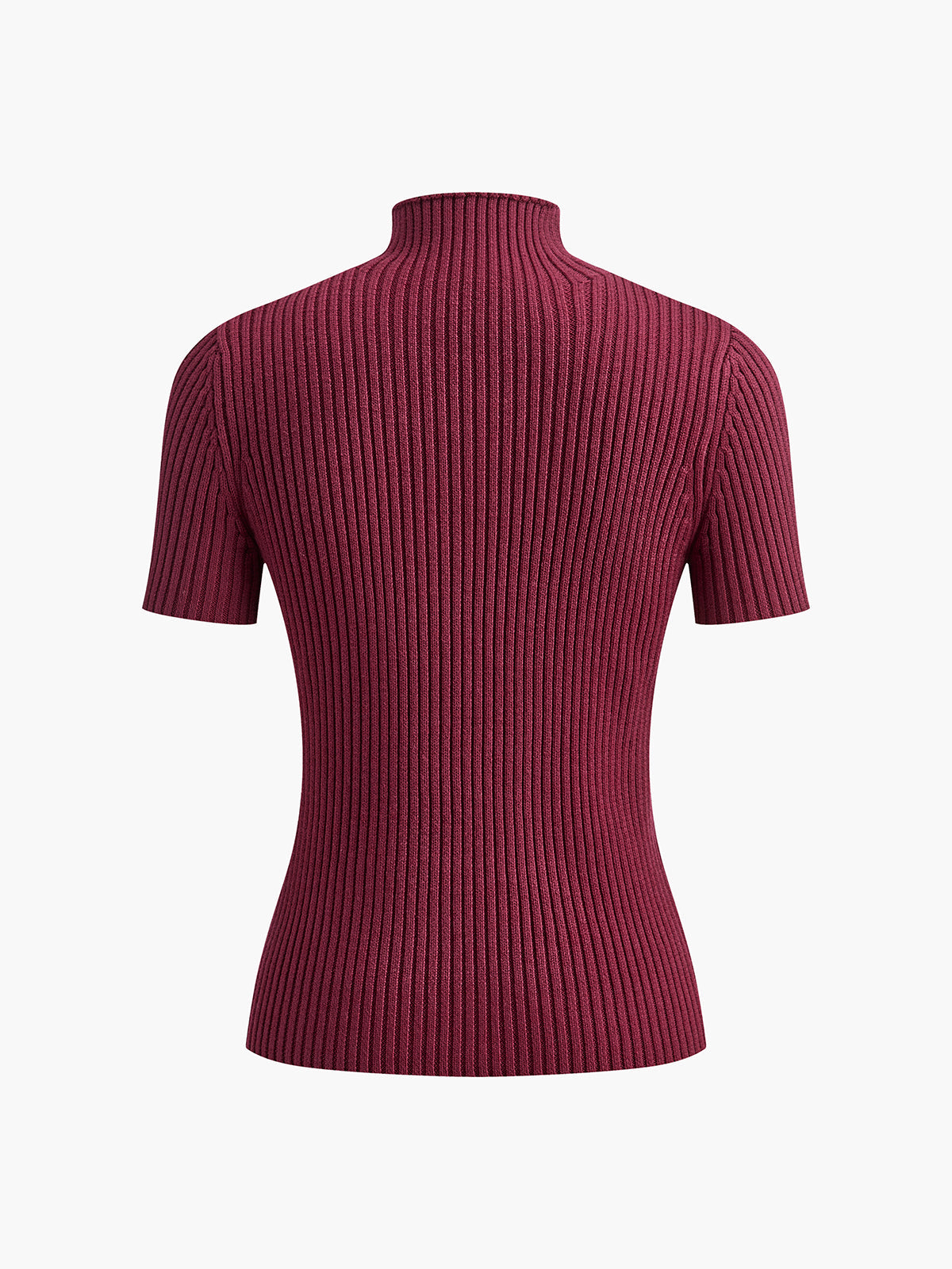 Solid High Neck Ribbed Knit Two-Piece Skirt Set with Split Detail