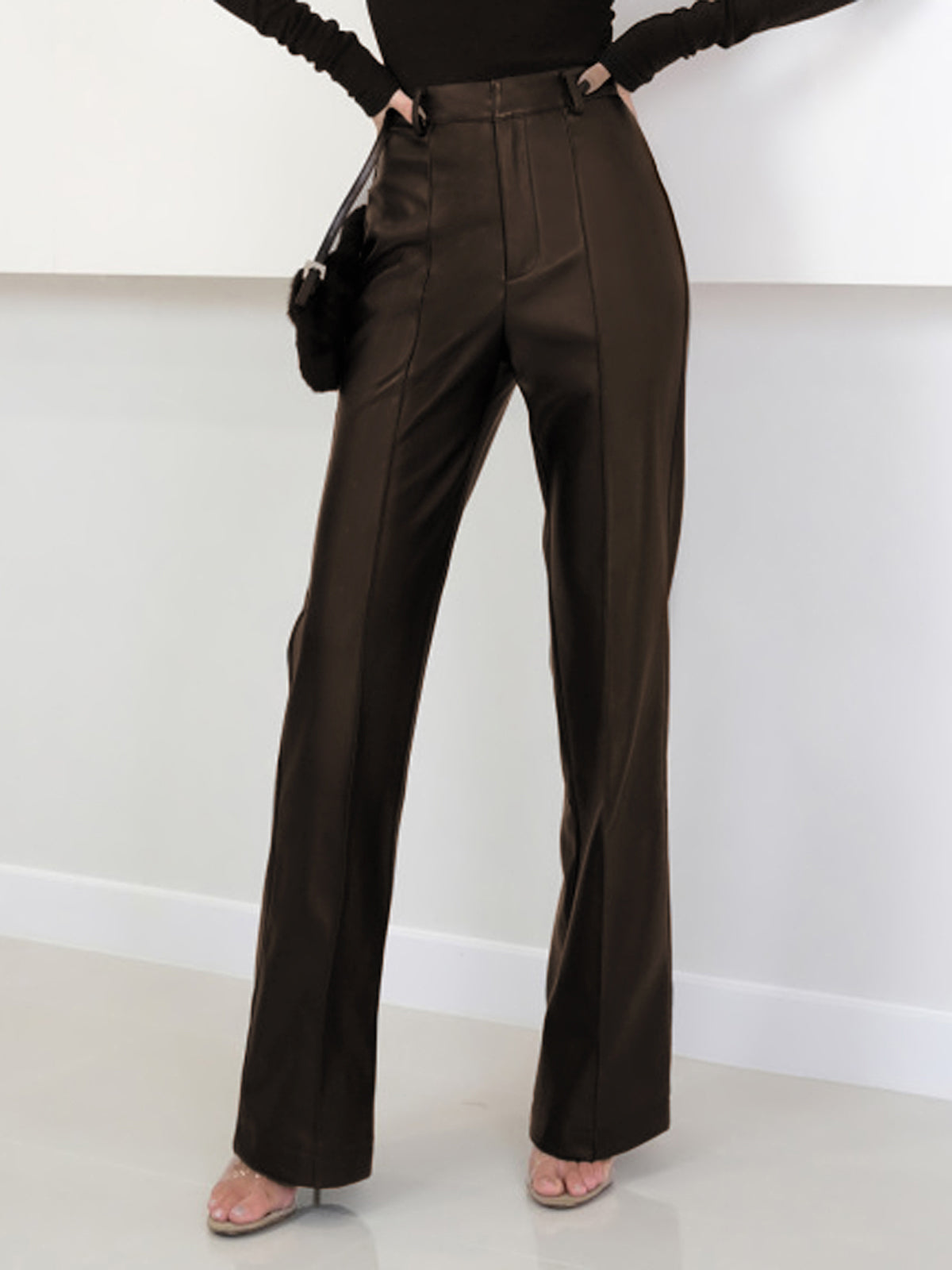 High-Waisted Faux Leather Pants
