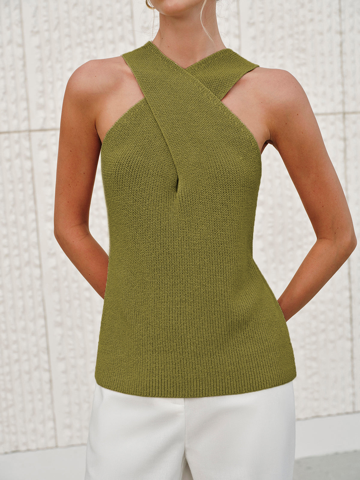 Crossover Neck Tank Top