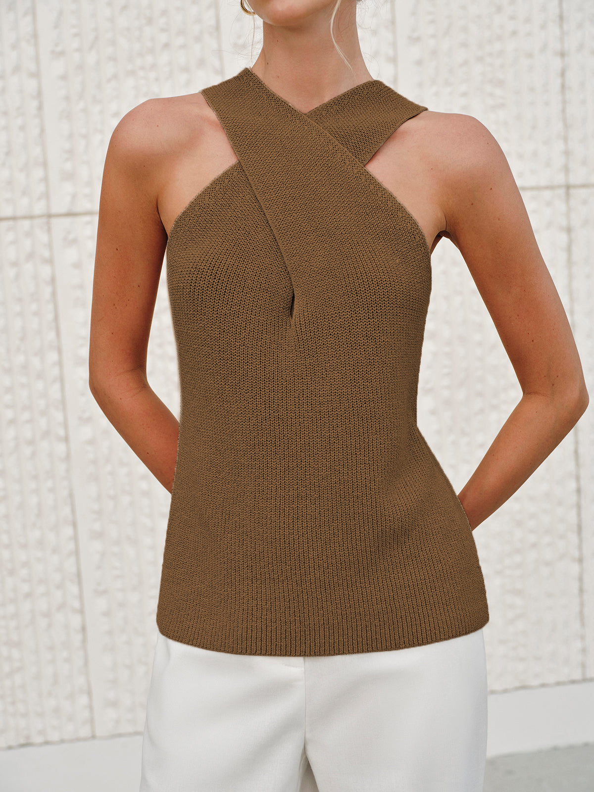 Crossover Neck Tank Top