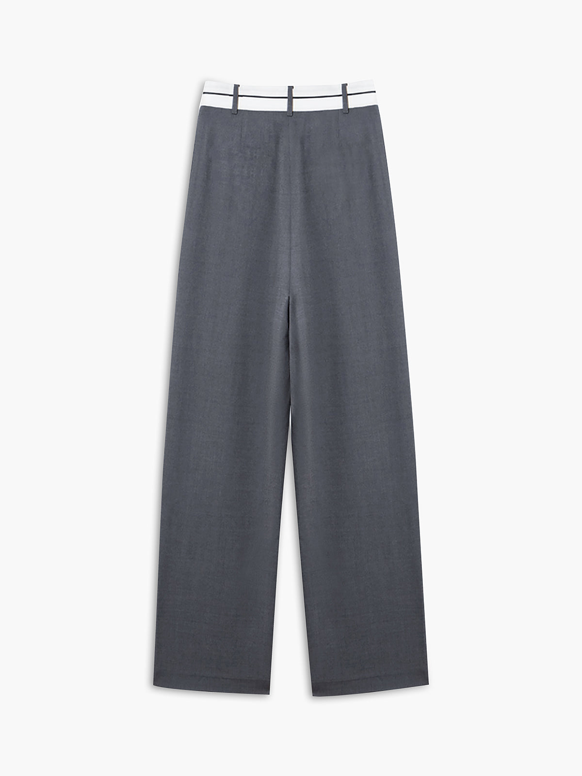 Asymmetrical Wide Leg Dress Pants with Contrast Waistband
