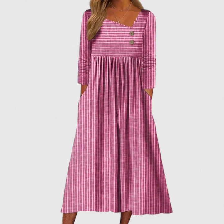 Elegant Midi Button Dress