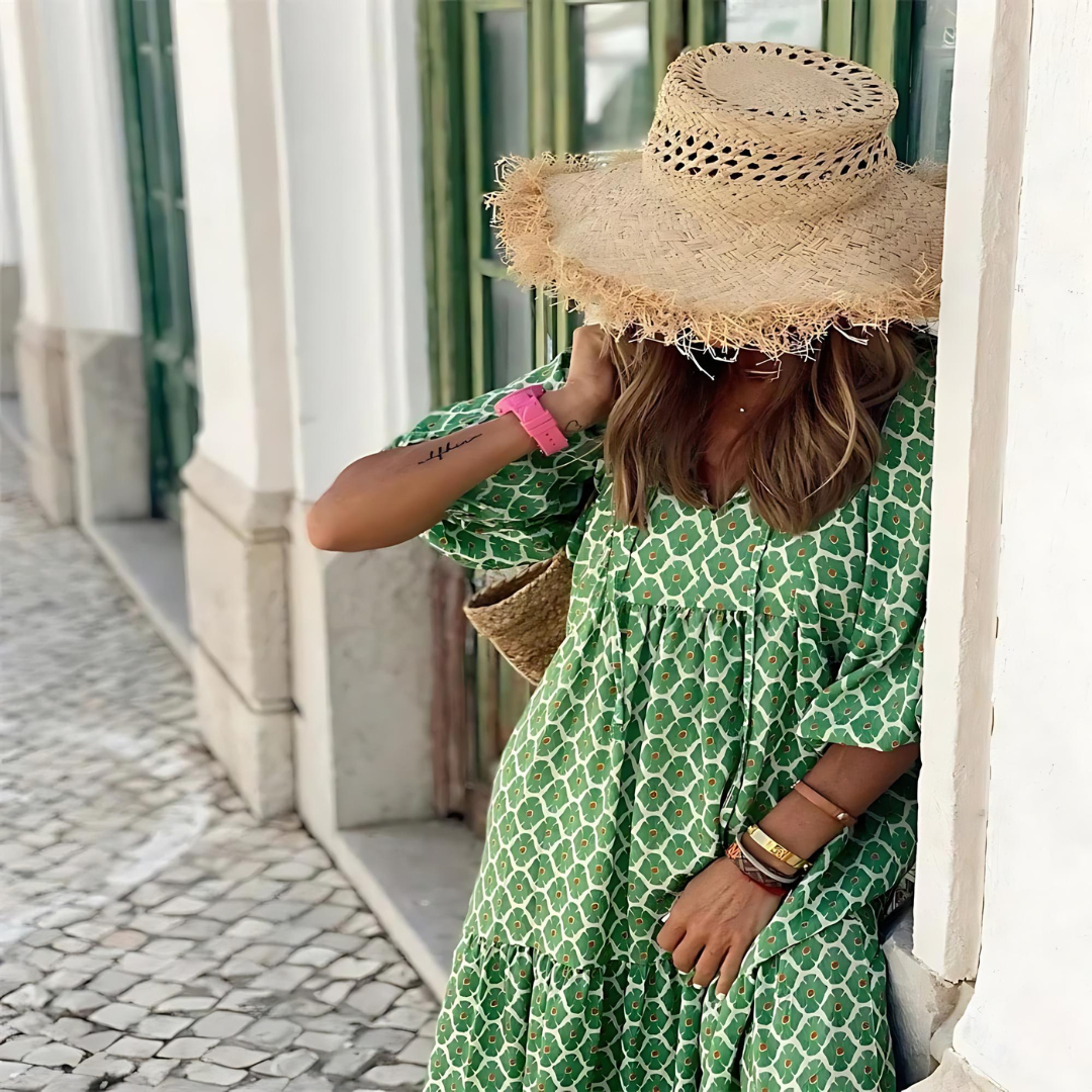 Geometric Print High-Low Dress