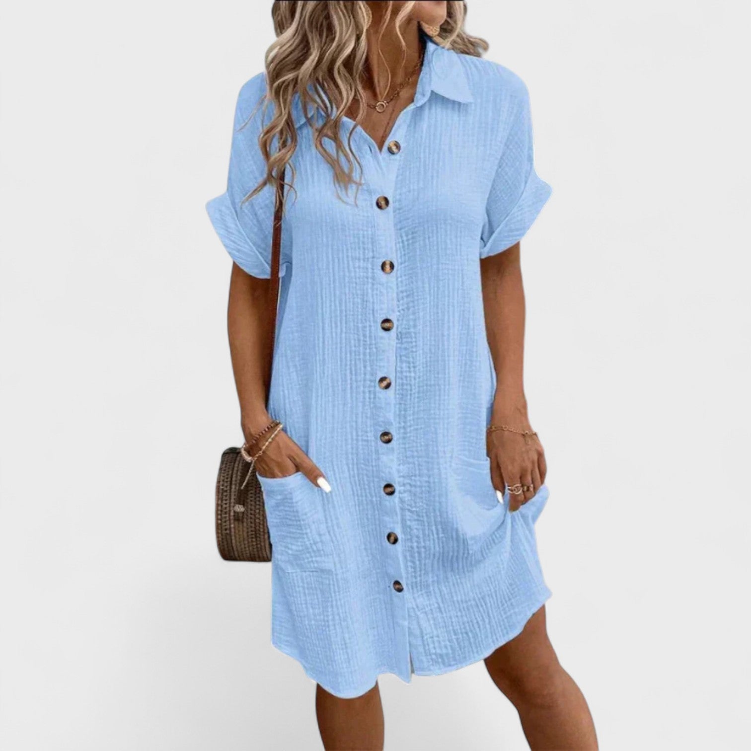 Retro Cotton Linen Shirt Dress