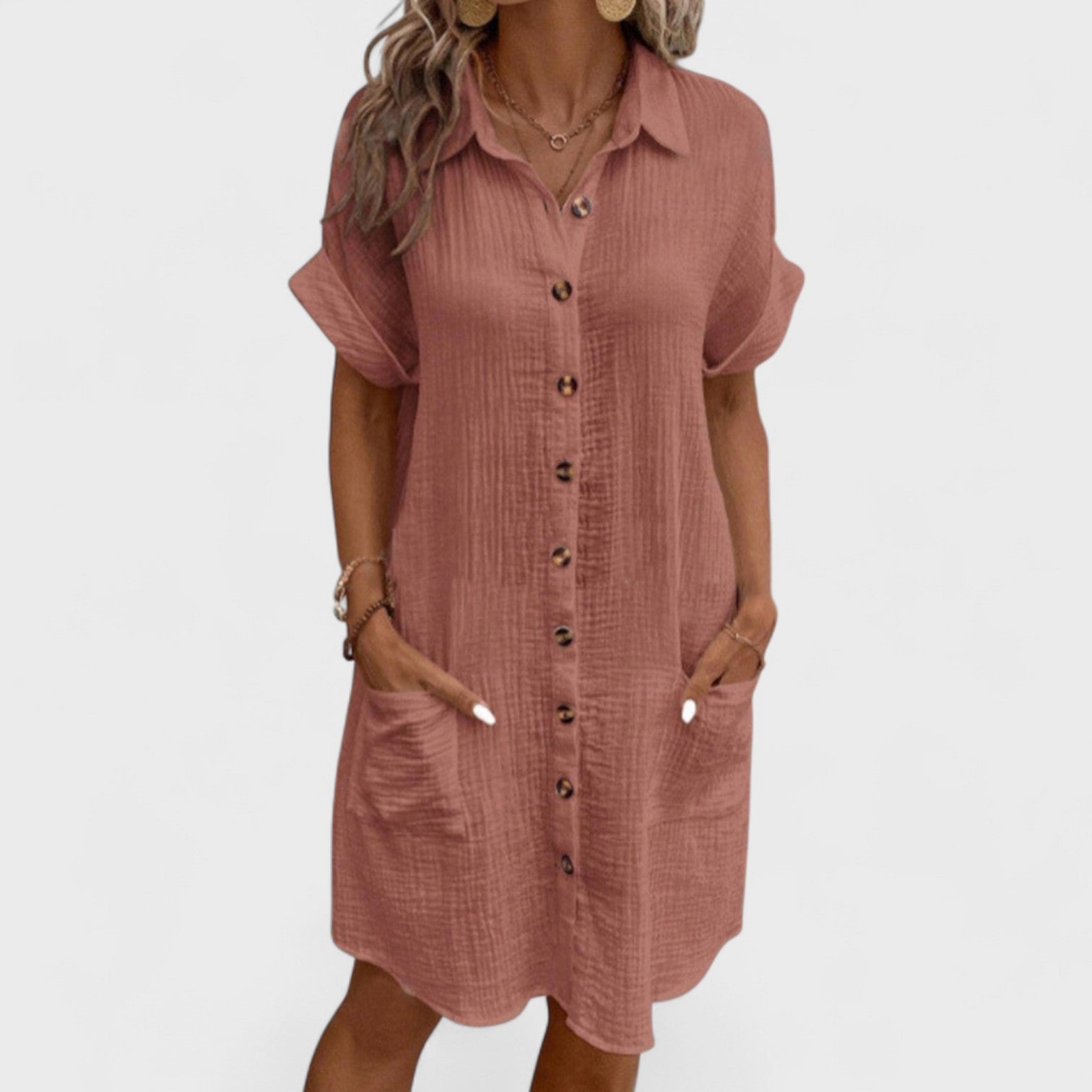 Retro Cotton Linen Shirt Dress