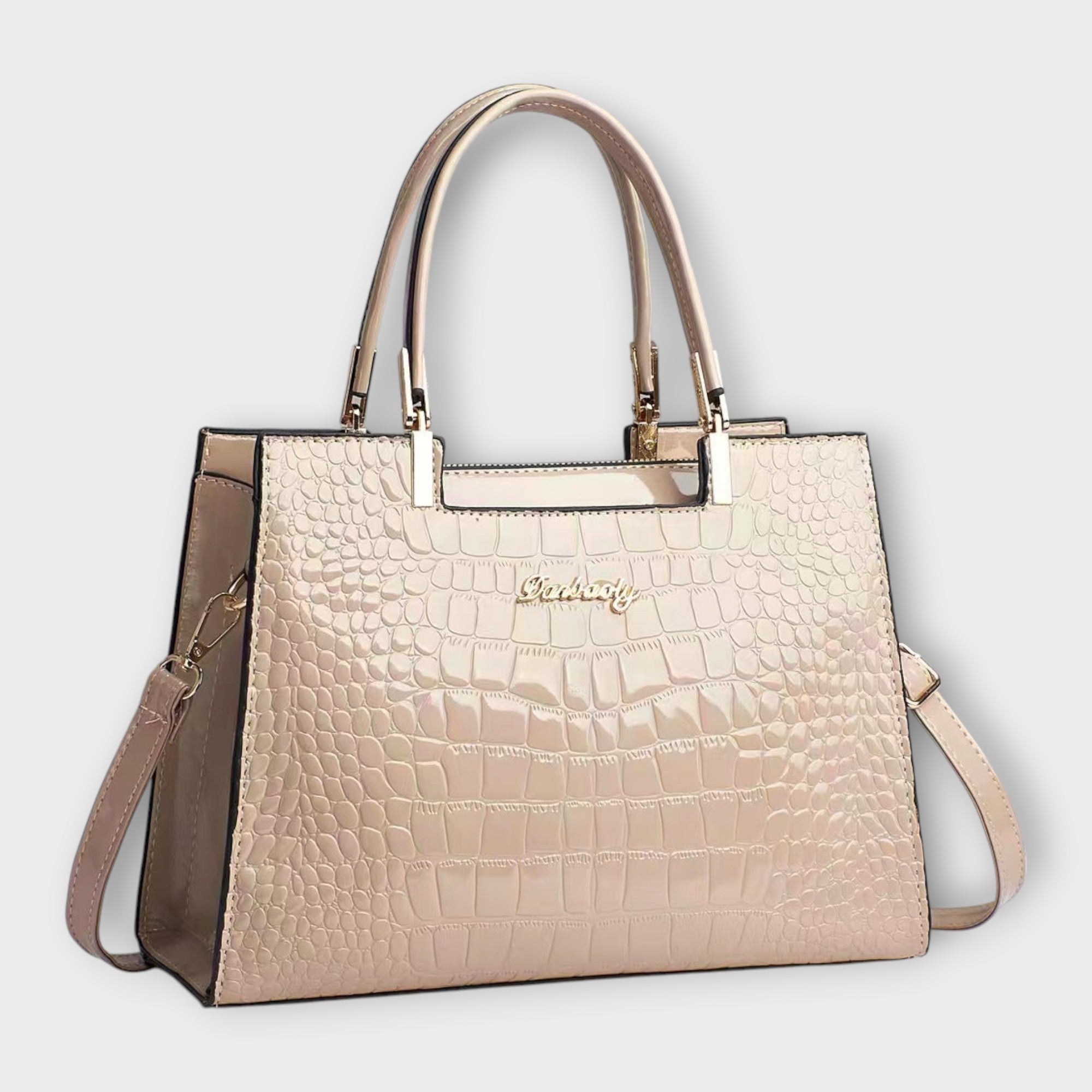 Crocodile Texture Glossy Handbag