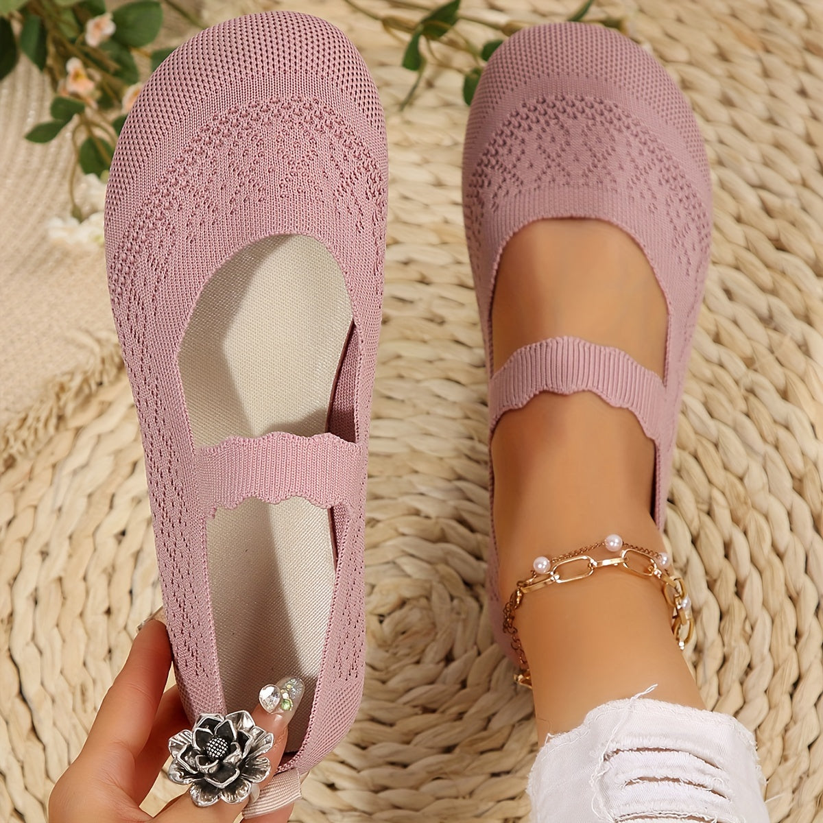 All-Season Knit Mary Jane Flats