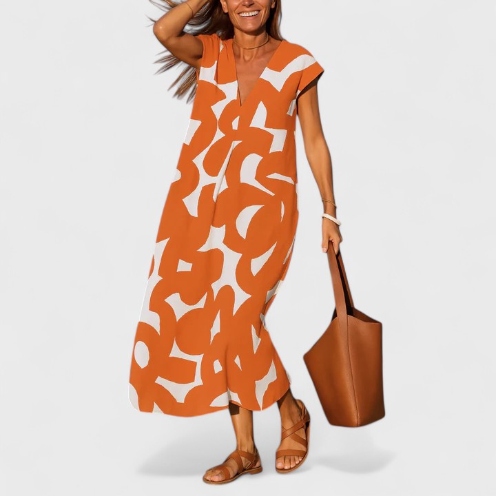 Elegant V-Neck Flow Dress