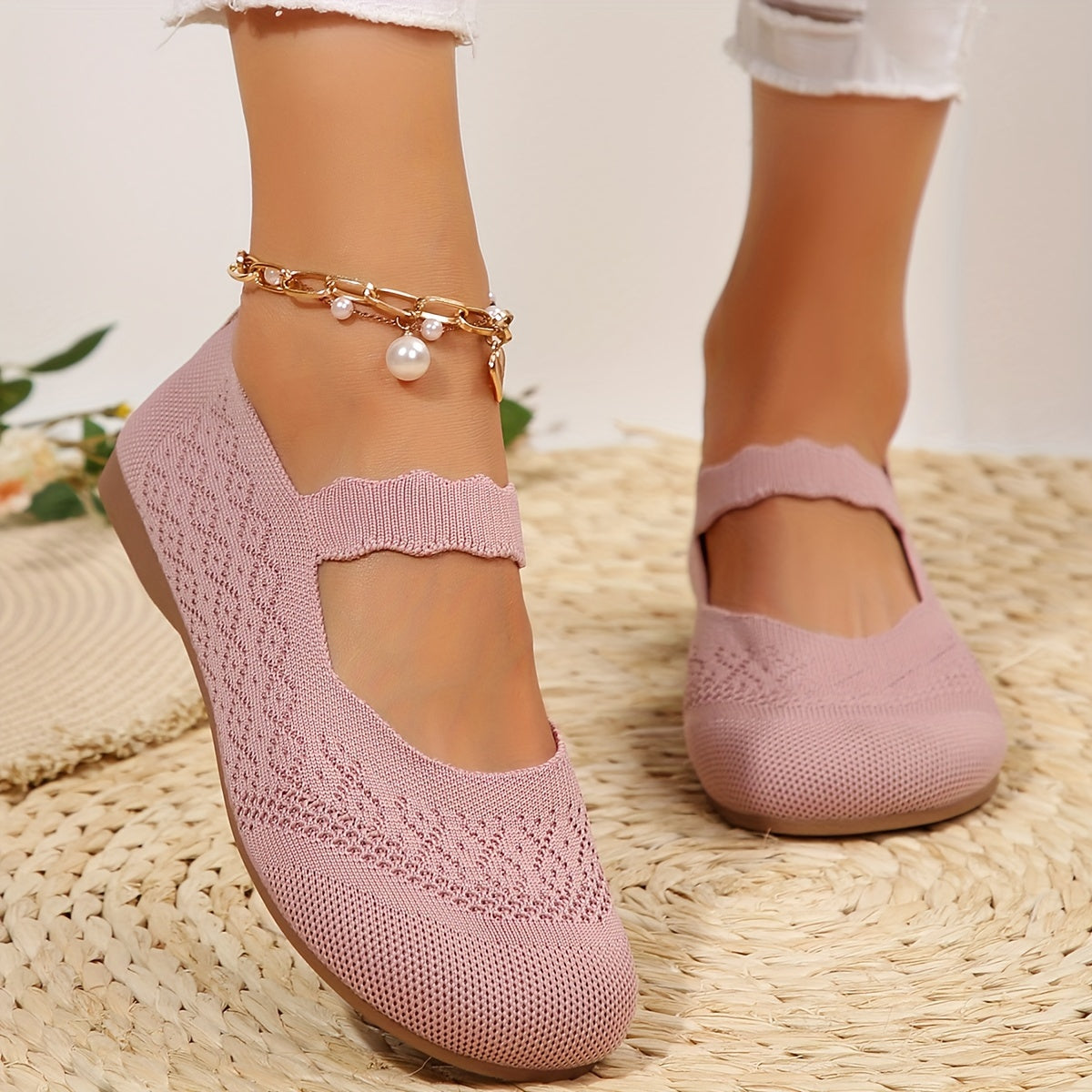 All-Season Knit Mary Jane Flats