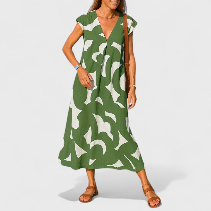 Elegant V-Neck Flow Dress