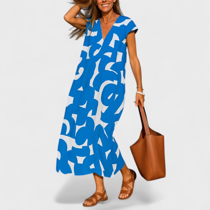 Elegant V-Neck Flow Dress