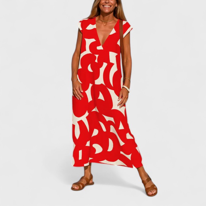 Elegant V-Neck Flow Dress