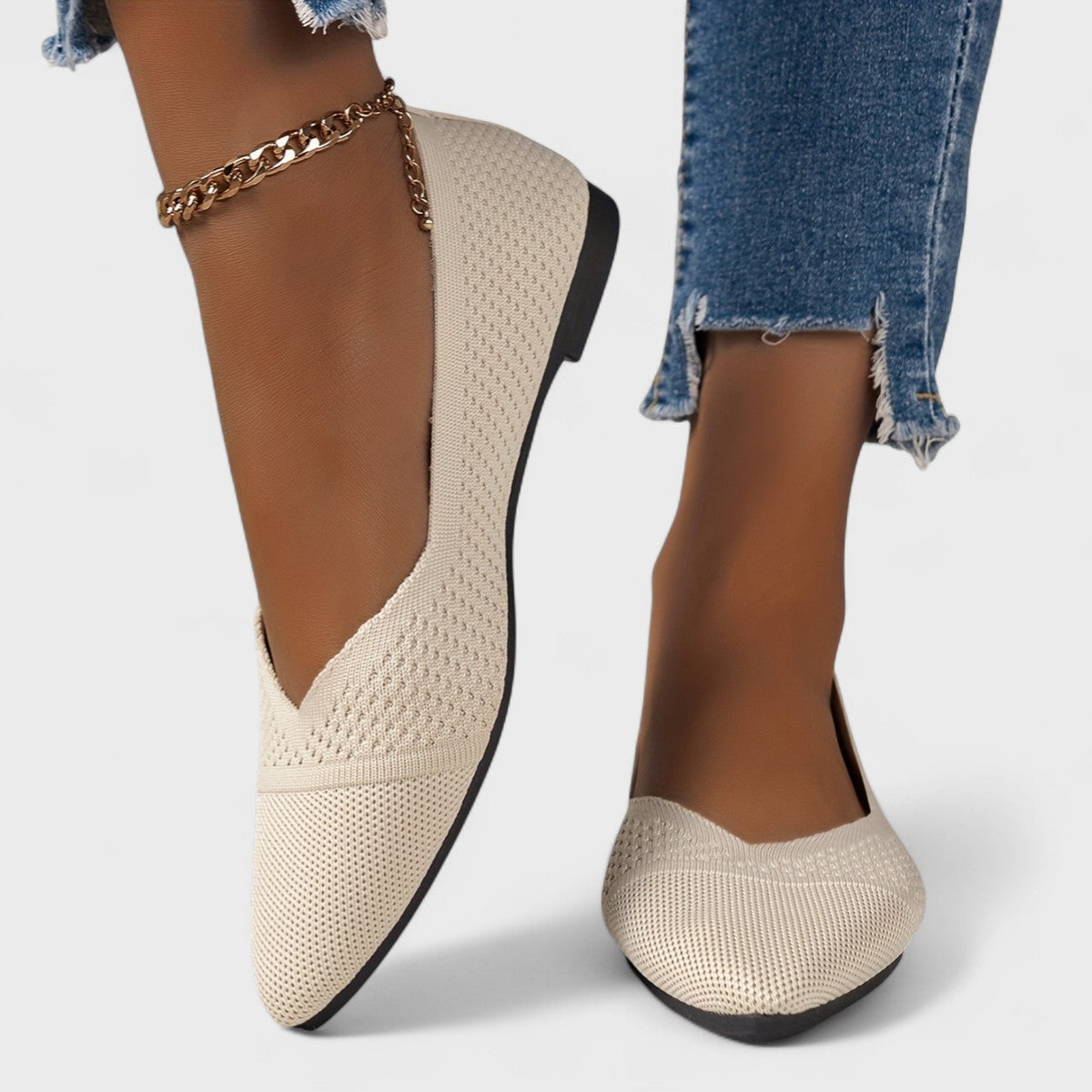 Chic Flat Knit Pointed Toe Mary Janes