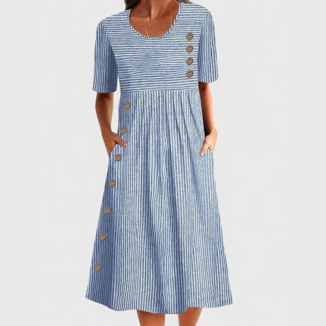 Striped Midi Button Dress