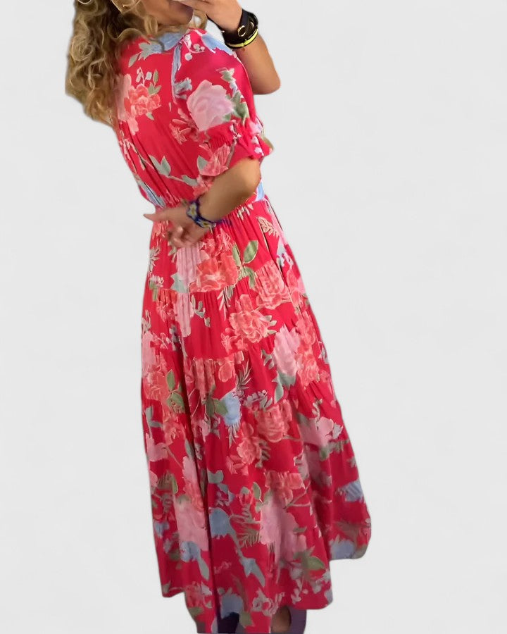 Floral V-neck Elegance Dress