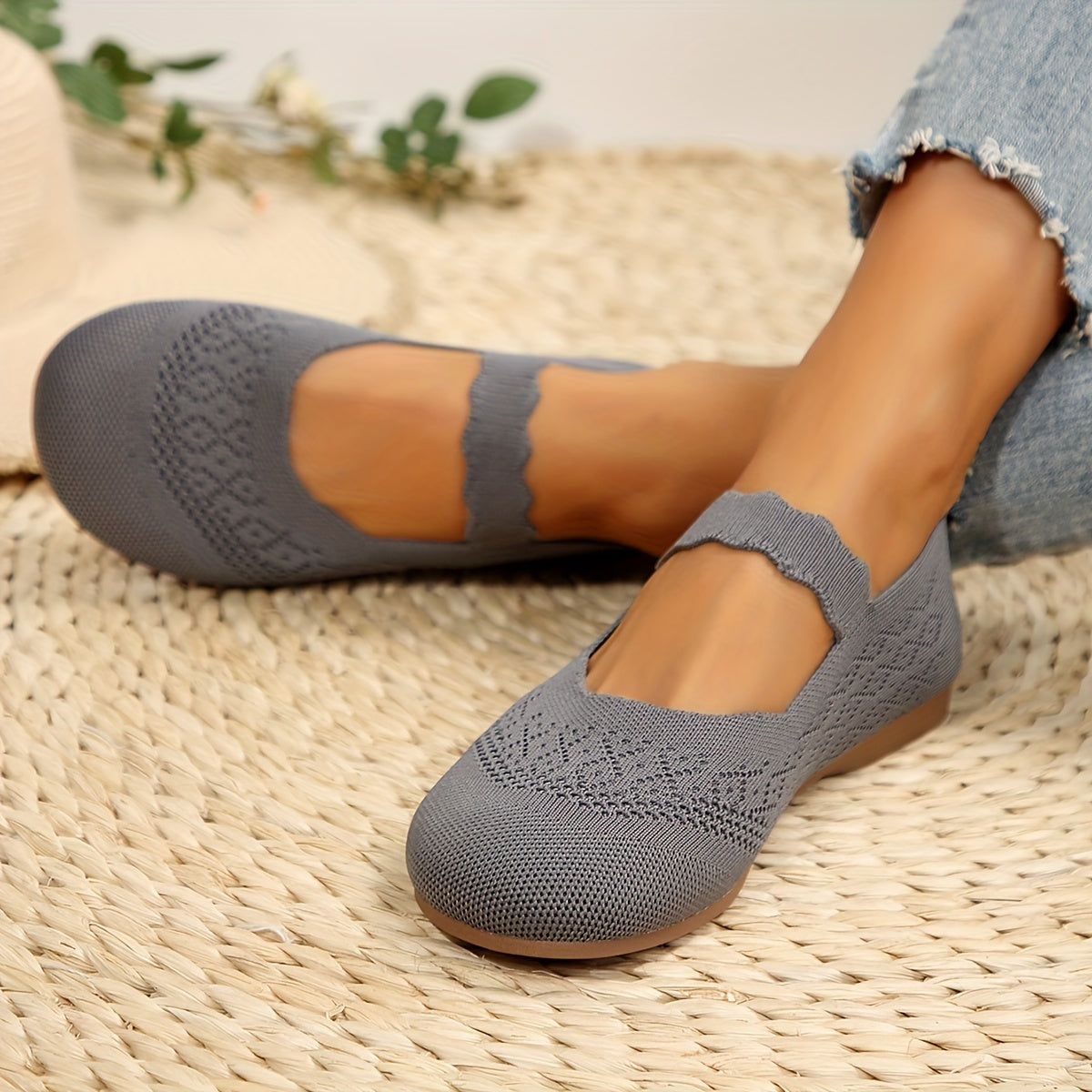 All-Season Knit Mary Jane Flats