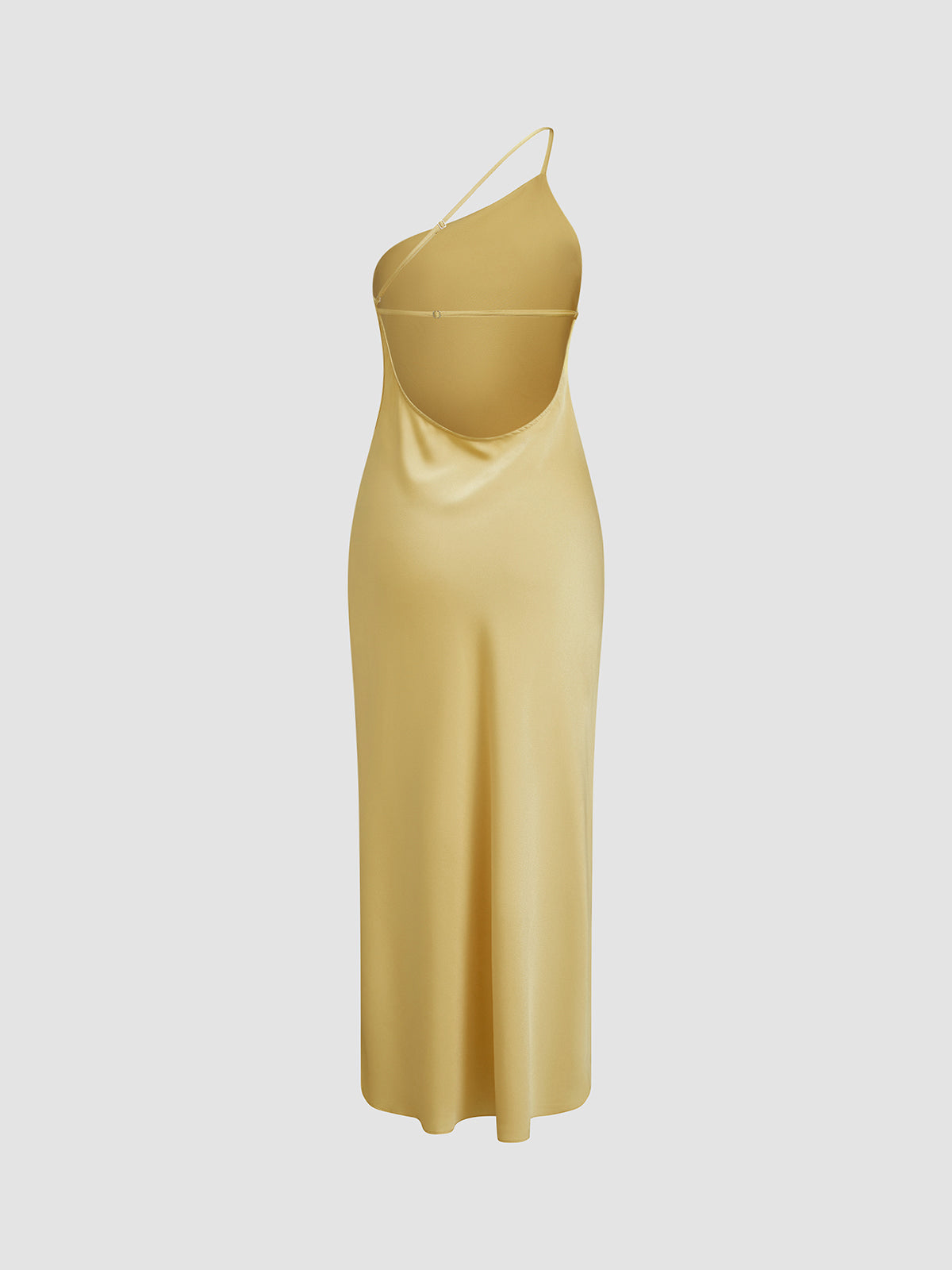 Moonlight Satin Long Dress with Open Back and Slit