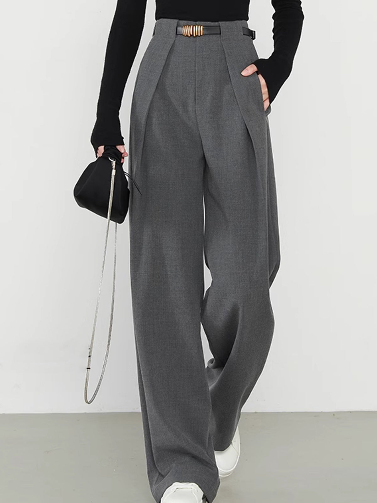 Plain Pockets Straight-Leg Pants