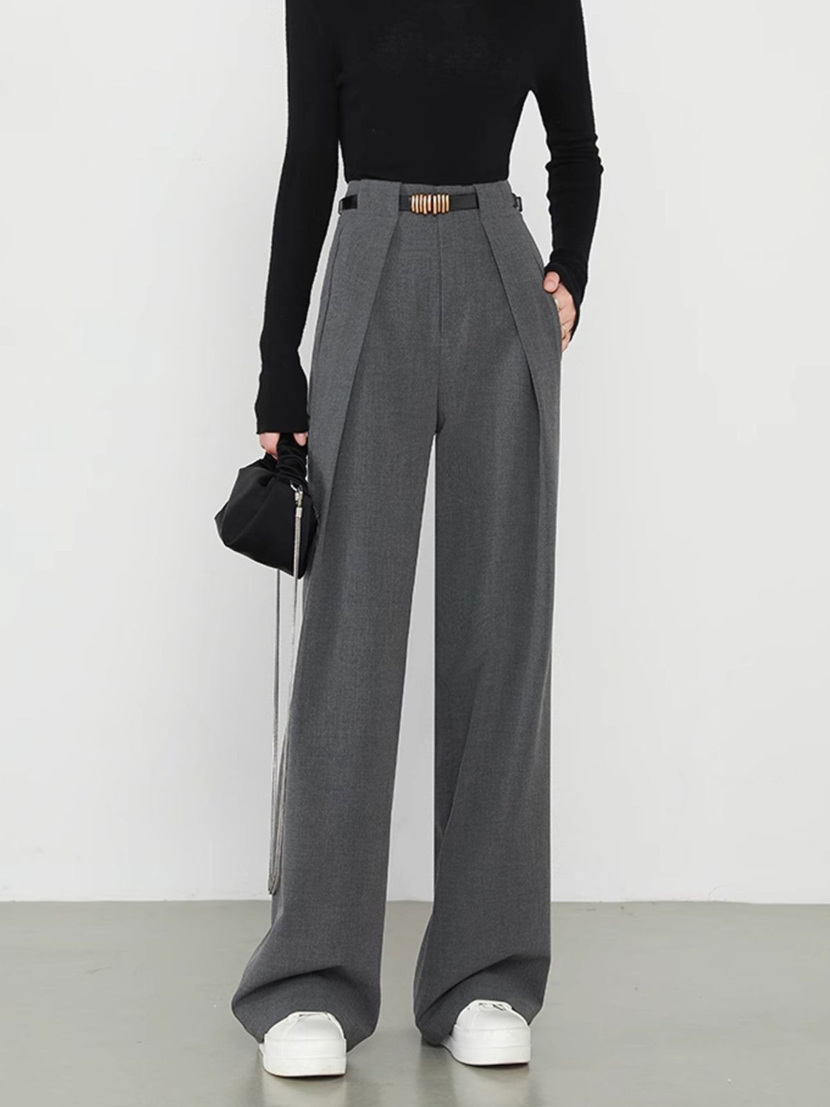 Plain Pockets Straight-Leg Pants