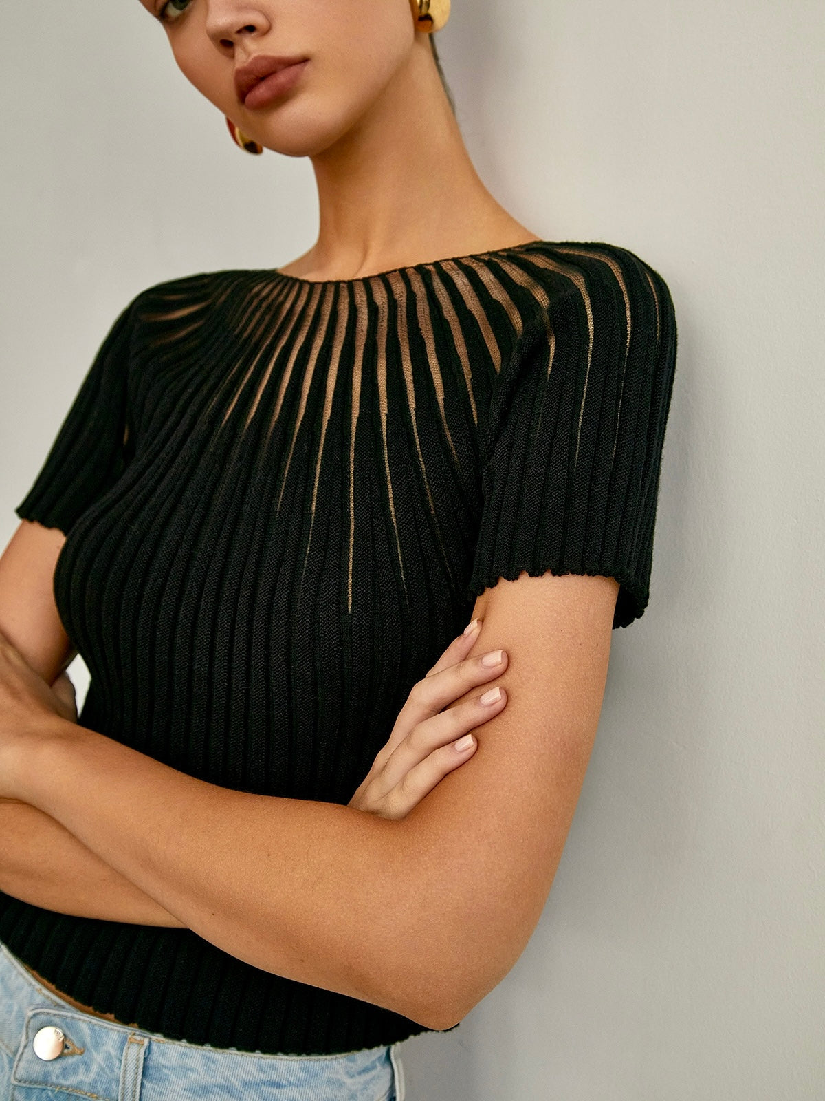 Basic Short Sleeve Knit Top