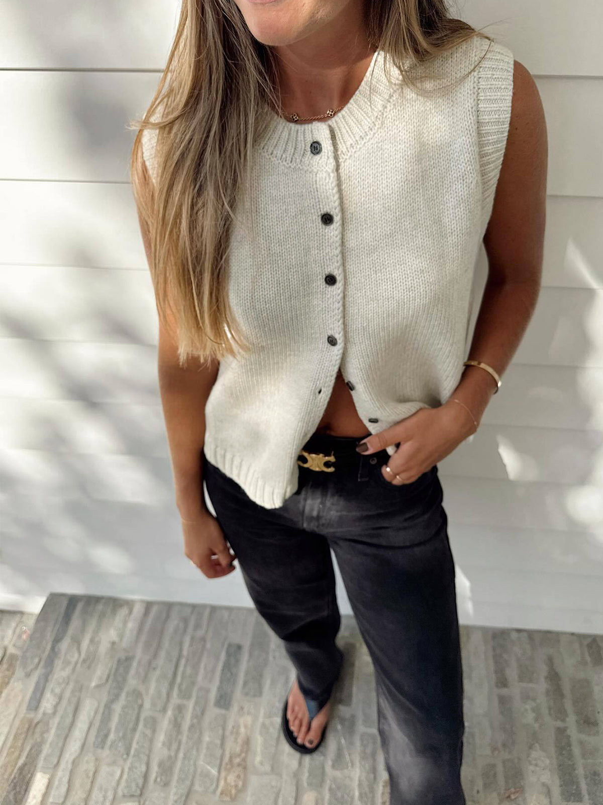 Casual Button-Up Sweater Vest